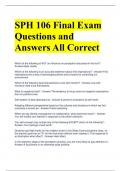 SPH 106 Final Exam Questions and Answers All Correct 