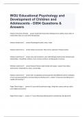  WGU Educational Psychology and Development of Children and Adolescents - D094 Questions & Answers