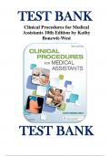 Test Bank for Clinical Procedures for Medical Assistants 10th Edition Bonewit-West ISBN 9780323377119 Chapter 1-23 &vert; Complete Guide A&plus;