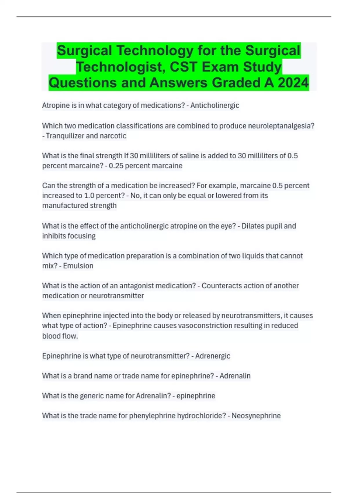 Surgical Technology for the Surgical Technologist, CST Exam Study