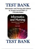 Test Bank for Informatics and Nursing 6th Edition by Jeanne Sewell ISBN: 9781496394064 Chapter 1-25 Complete Guide.