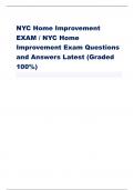 NYC Home Improvement EXAM / NYC Home Improvement Exam Questions and Answers Latest (Graded 100%)
