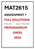 MAT2615 Assignment 1 Complete Solutions UNISA 2024 CALCULUS IN HIGHER DIMENSIONS NEW 