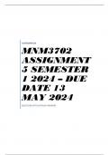MNM3702 Assignment 5 Semester 1 2024 – Due Date 13 May 2024