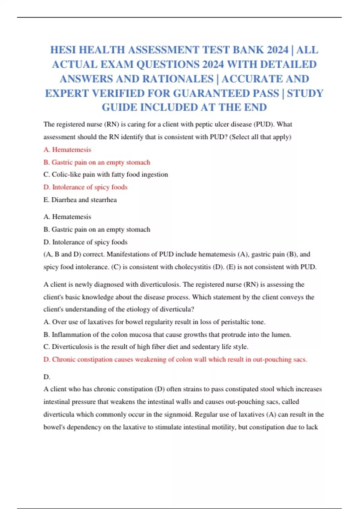 HESI HEALTH ASSESSMENT TEST BANK 2026 | ALL ACTUAL EXAM QUESTIONS 2024 ...