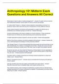 Anthropology 101 Midterm Exam Questions and Answers All Correct