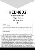 HED4802 Assignment 2 (ANSWERS) 2024 - DISTINCTION GUARANTEED