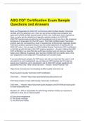 ASQ CQT Certification Exam Sample Questions and Answers 100% correct