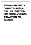 HED4804 Assignment 1  (COMPLETE ANSWERS)  2024 - DUE 15 May 2024  100% TRUSTED workings,  explanations and  solutions