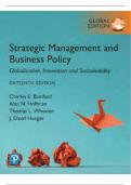 SOLUTION MANUAL FOR STRATEGIC MANAGEMENT AND BUSINESS POLICY GLOBALIZATION, INNOVATION AND SUSTAINABILITY 16TH EDITION (GLOBAL EDITION) BY CHARLES BAMFORD, ALLAN HOFFMAN, THOMAS WHEELEN, DAVID HUNGER