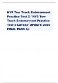 NYS Tow Truck Endorsement Practice Test 2 &sol; NYS Tow Truck Endorsement Practice Test 2 LATEST UPDATE 2024 FINAL PASS A&plus;