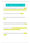 DC DMV Practice Knowledge Test Questions with Verified Solutions