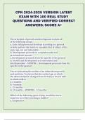 CPN 2024-2025 VERSION LATEST  EXAM WITH 100 REAL STUDY  QUESTIONS AND VERIFIED CORRECT  ANSWERS/SCORE A+