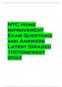 NYC Home Improvement Exam Questions and Answers Latest (Graded 100%)newest 2024