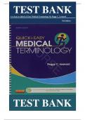 Test Bank For Quick & Easy Medical Terminology 7th Edition By Peggy C. Leonard  ISBN: 9781455740703 || Complete Guide A+