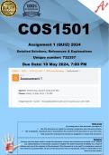 COS1501 Assignment 1 QUIZ (100% COMPLETE ANSWERS) 2024 (732357) - DUE 10 May 2024 