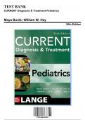 Test Bank: CURRENT Diagnosis & Treatment Pediatrics 26th Edition by Bunik - Ch. 1-46, 9781264269983, with Rationales