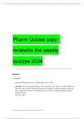 Pharm Quizes copy - reviewfor the weekly quizzes 2024