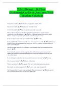 WSU Biology 106 Final  (Hellman&Carloye) WSU Biology 106 Final  (Hellman&Carloye) Questions With  Complete Solutions