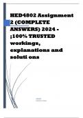 HED4802 Assignment 2 (COMPLETE ANSWERS) 2024 - ;100% TRUSTED workings, explanations and soluti ons