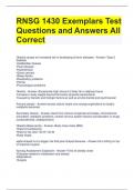 RNSG 1430 Exemplars Test Questions and Answers All Correct