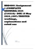 HRD4801 Assignment 1 (COMPLETE ANSWERS) 2024 (716310) - DUE 15 May 2024 Course Strategic Human Resource Development (HRD4801) Institution University Of South Africa (Unisa) Book Strategic Human Resource Development