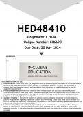 HED4810 Assignment 1 (ANSWERS) 2024 - DISTINCTION GUARANTEED