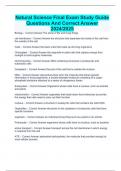 Natural Science Final Exam Study Guide Questions And Correct Answer 2024&sol;2025