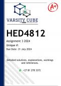 HED4812 Assignment 3 (DETAILED ANSWERS) 2024 - DISTINCTION GUARANTEED 