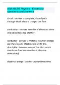 AQA GCSE Physics - Electricity questions and answers