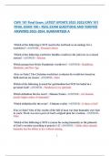 CWV 101 Final Exam&period; LATEST UPDATE 2022-2023&sol;CWV 101 FINAL EXAM 100&plus; REAL EXAM QUESTIONS AND VERIFIED ANSWERS 2022-2024&period; GUARANTEED A