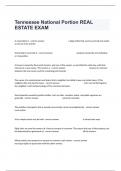 Tennessee National Portion REAL ESTATE EXAM Questions  With All Complete And Verified Solution Graded A+ Exam With Complete Answers/2024.