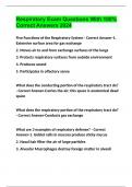 Respiratory Exam Questions With 100% Correct Answers 2024