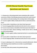 ATI RN Mental Health Final Exam Questions and Answers 2024 / 2025 | 100% Verified Answers