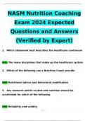 NASM Nutrition Coaching Exam2024 Expected Questions and Answers (Verified by Expert)