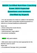 NASM Certified Nutrition Coaching Exam2024 Expected Questions and Answers (Verified by Expert)