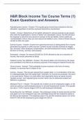 H&R Block Income Tax Course Terms (1) Exam Questions and Answers- Graded A