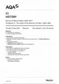 2023 AQA AS HISTORY QUESTION PAPER AND MARK SCHEME BUNDLE [7041/2J: America: A Nation Divided, c1845–1877 Component 2J The origins of the American Civil War, c1845–1861]