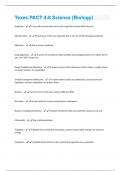 Texes PACT 4-8 Science (Biology) questions and answers all are graded A+