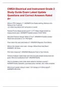 CWEA Electrical and Instrument Grade 2  Study Guide Exam Latest Update  Questions and Correct Answers Rated  A&plus;