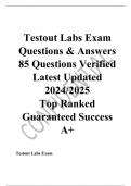 Testout Labs Exam Questions & Answers  85 Questions Verified Latest Updated 2024/2025  Top Ranked Guaranteed Success A+