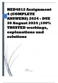 HED4812 Assignment 4 (COMPLETE ANSWERS) 2024 - DUE 30 August 2024 ;100% TRUSTED workings, explanations and solutions. 