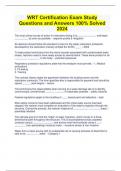 WRT Certification Exam Study Questions and Answers 100&percnt; Solved 2024