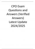 CPO Exam Questions and Answers (Verified Answers) Latest Update 2024/2025