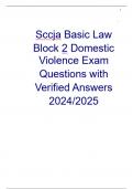 Sccja Basic Law Block 2 Domestic Violence Exam Questions with Verified Answers 2024/2025