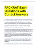 PACKRAT Exam Questions with Correct Answers 