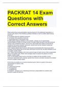 PACKRAT 14 Exam Questions with Correct Answers