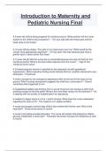 Introduction to Maternity and  Pediatric Nursing Final
