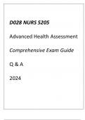 (WGU D027) NURS 5205 Advanced Health Assessment Comprehensive Exam Q & A 2024.