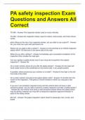 PA safety inspection Exam Questions and Answers All Correct